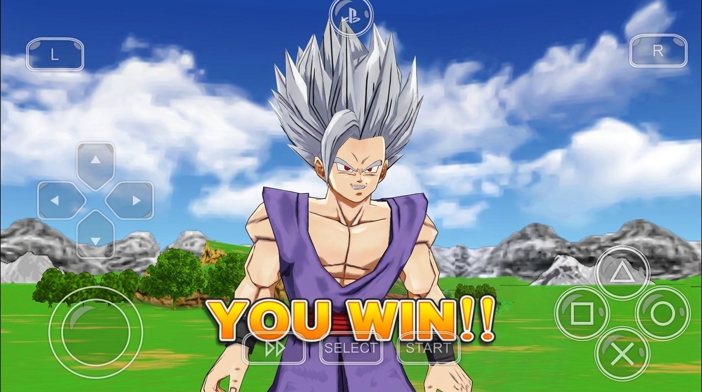 Shin Budokai 2 Power Up Sparking Zero mod victory screen on PPSSPP Android
