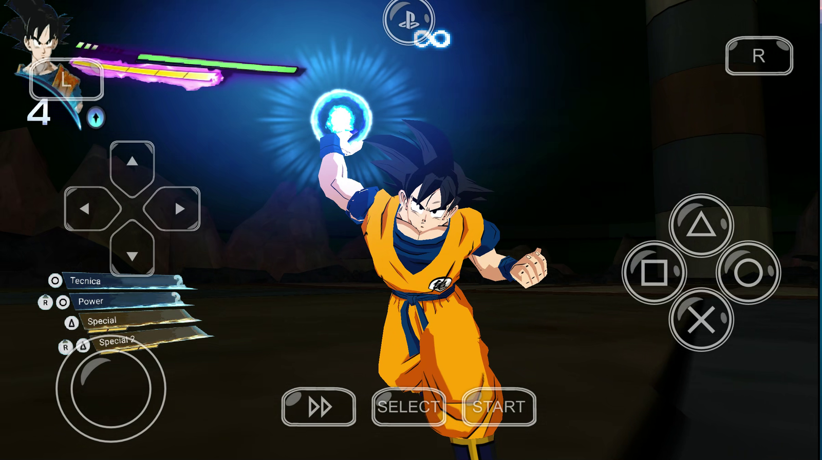 DBZ TTT Dragon Ball Sparking Zero CW Mod PPSSPP ISO for Android 1 DBZ TTT Dragon Ball Sparking Zero CW Mod Goku charging Spirit Bomb on PPSSPP