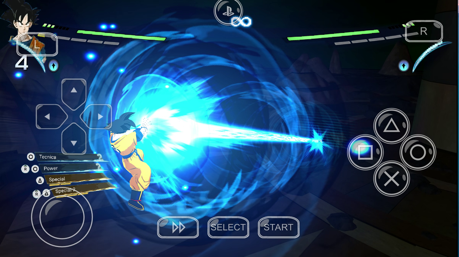 DBZ TTT Dragon Ball Sparking Zero CW Mod PPSSPP ISO for Android 4 DBZ TTT Dragon Ball Sparking Zero CW Mod Goku firing Kamehameha on Android